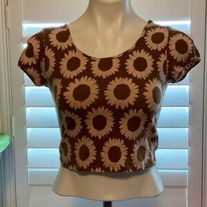 Forever 21 Brown Sunflower Crop Top